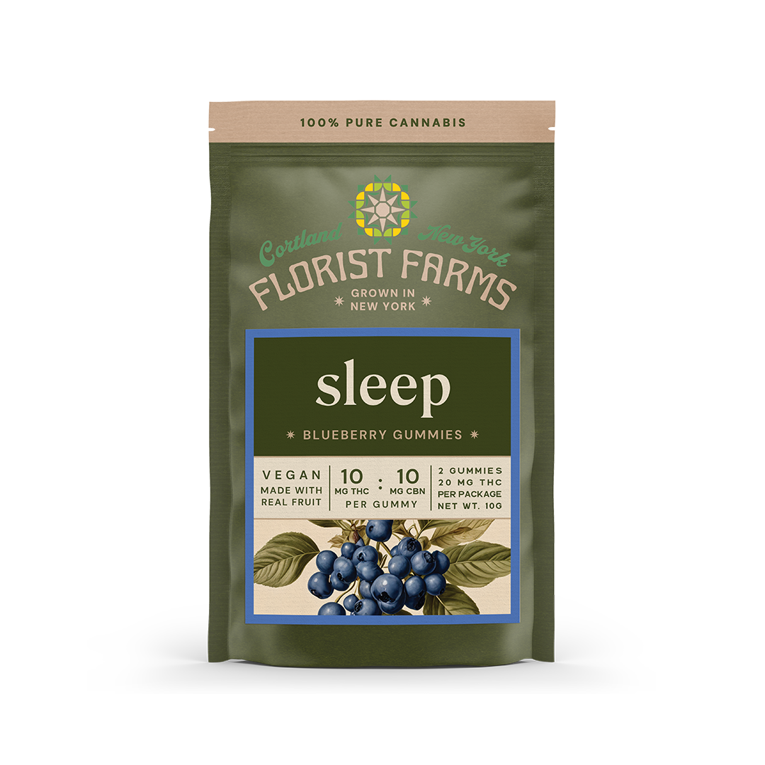 Florist Farms Blueberry THC:CBN Gummy, 10mg, 2ct. pkg