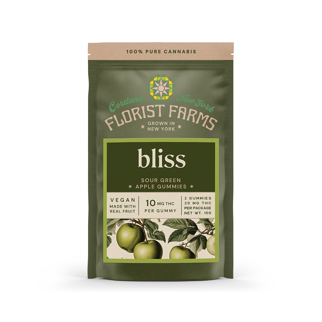 Florist Farms Sour Green Apple THC Gummy, 10mg, 2ct. pkg