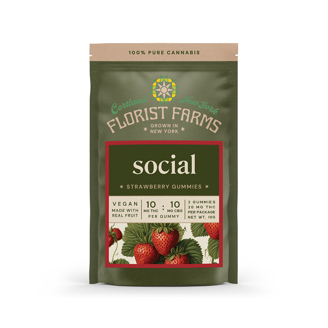 Florist Farms Strawberry CBG THC Gummy, 10mg, 2ct. pkg