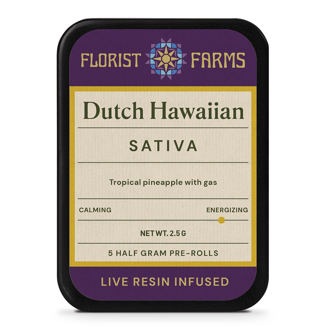 Florist Farms | Live Resin Infused | Dutch Hawaiian | 1/2 Gram Joints | 5pk