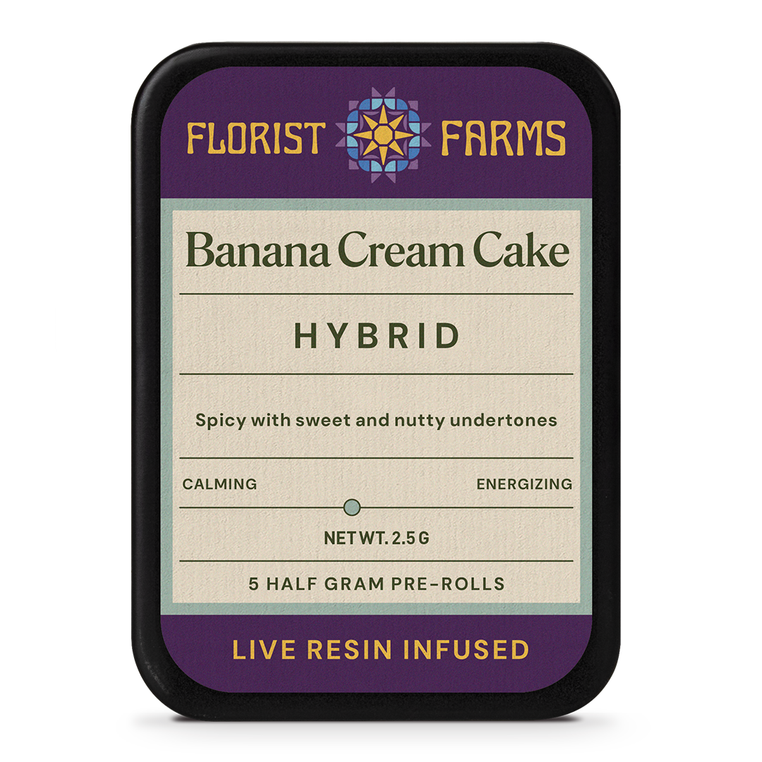 Florist Farms | Live Resin Infused | Banana Cream Cake | 1/2 Gram Joints | 5pk