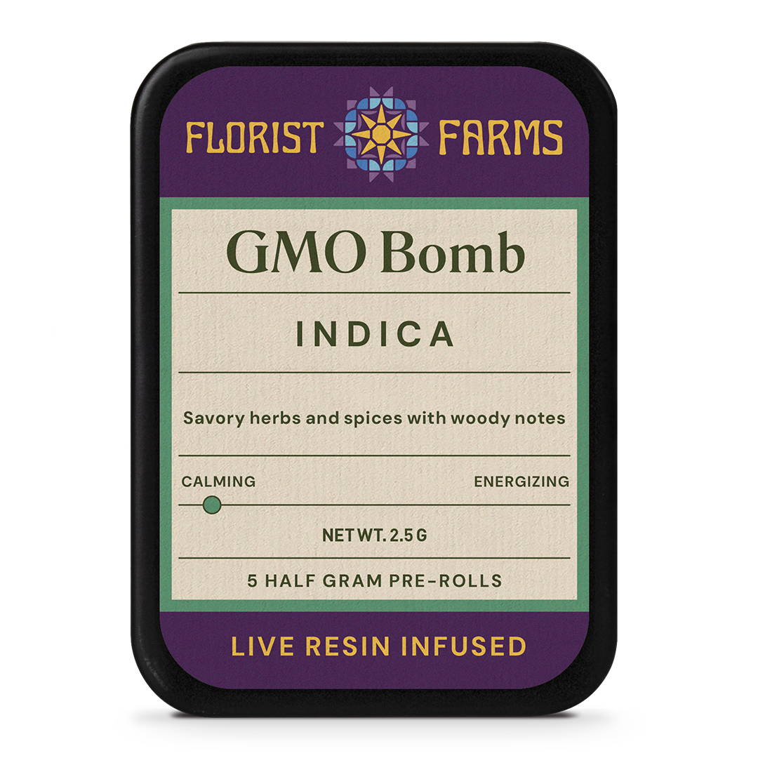 Florist Farms | Live Resin Infused | GMO Bomb | 1/2 Gram Joints | 5pk