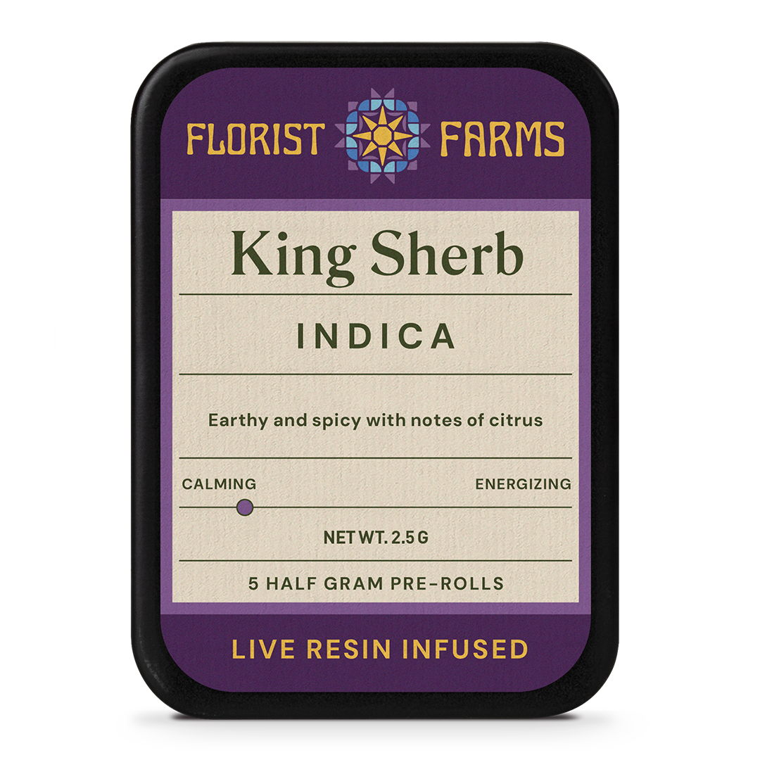 Florist Farms | Live Resin Infused | King Sherb | 1/2 Gram Joints | 5pk