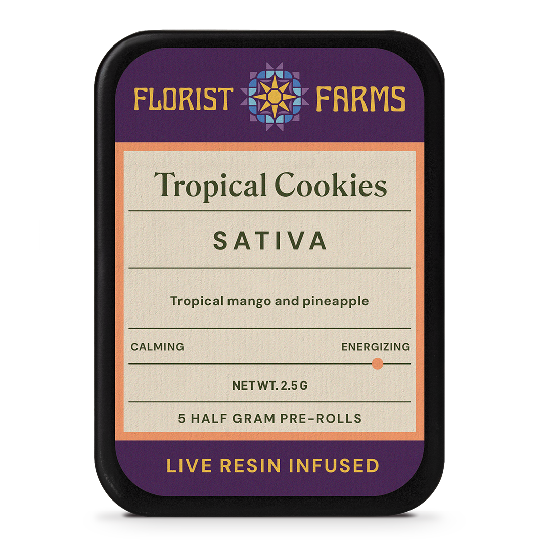 Florist Farms | Live Resin Infused | Tropical Cookies | 1/2 Gram Joints | 5pk