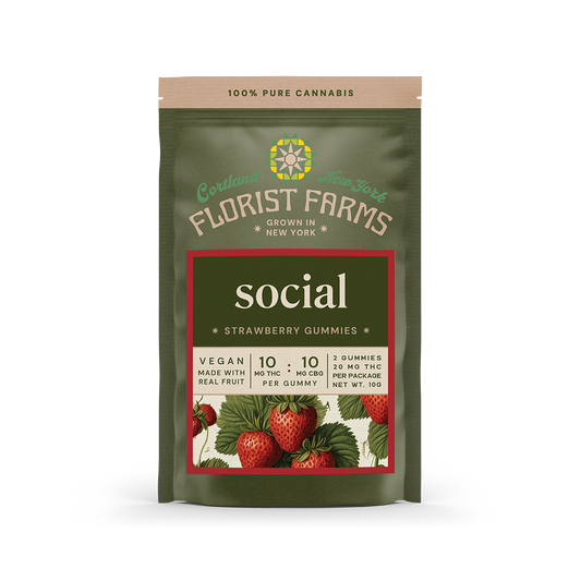 Florist Farms Strawberry CBG THC Gummy, 10mg, 2ct. pkg