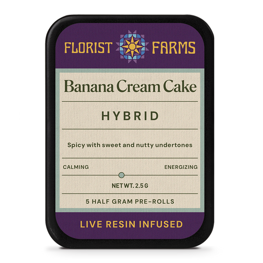 Florist Farms | Live Resin Infused | Banana Cream Cake | 1/2 Gram Joints | 5pk