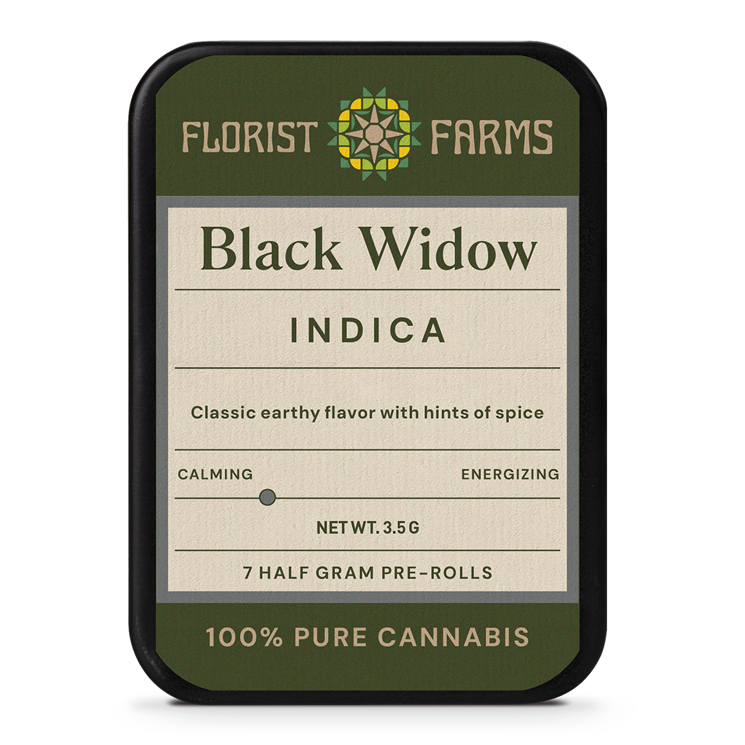 Florist Farms | Live Resin Infused | Black Widow | 1/2 Gram Joints | 5pk