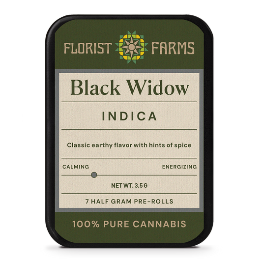 Florist Farms | Live Resin Infused | Black Widow | 1/2 Gram Joints | 5pk
