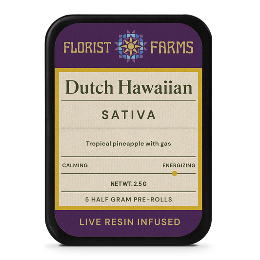 Florist Farms | Live Resin Infused | Dutch Hawaiian | 1/2 Gram Joints | 5pk