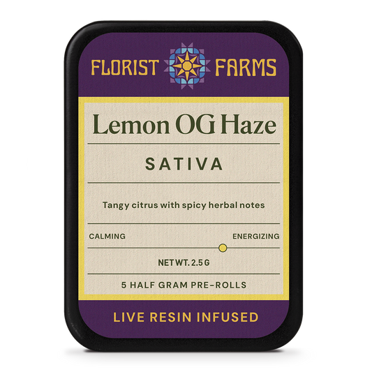 Florist Farms | Live Resin Infused | Lemon OG Haze | 1/2 Gram Joints | 5pk