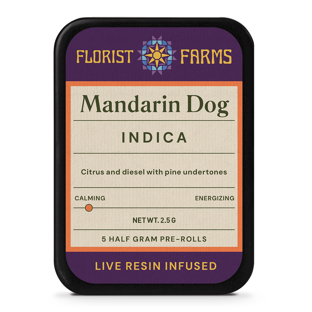 Florist Farms | Live Resin Infused | Mandarin Dog | 1/2 Gram Joints | 5pk