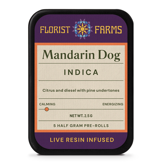Florist Farms | Live Resin Infused | Mandarin Dog | 1/2 Gram Joints | 5pk