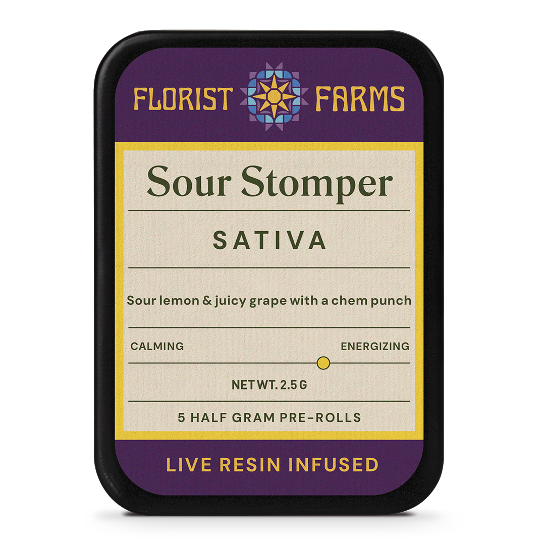 Florist Farms | Live Resin Infused | Sour Stomper | 1/2 Gram Joints | 5pk