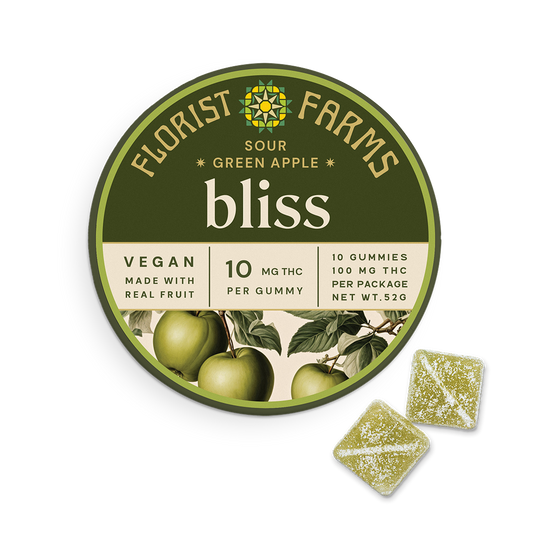 Florist Farms Sour Green Apple THC Gummy, 10mg, 10ct. pkg