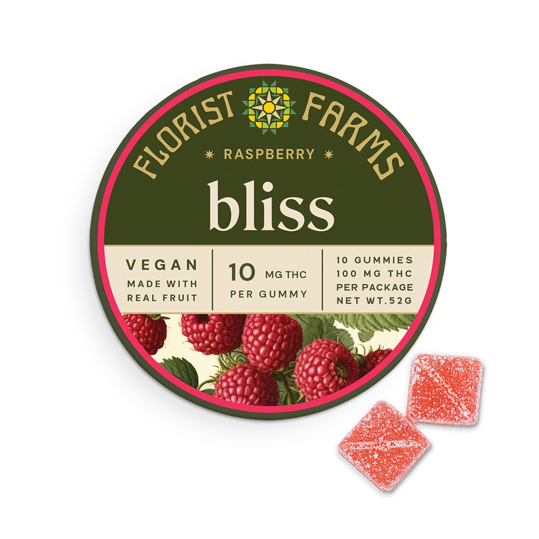 Florist Farms Raspberry THC Gummy, 10mg, 10ct. pkg
