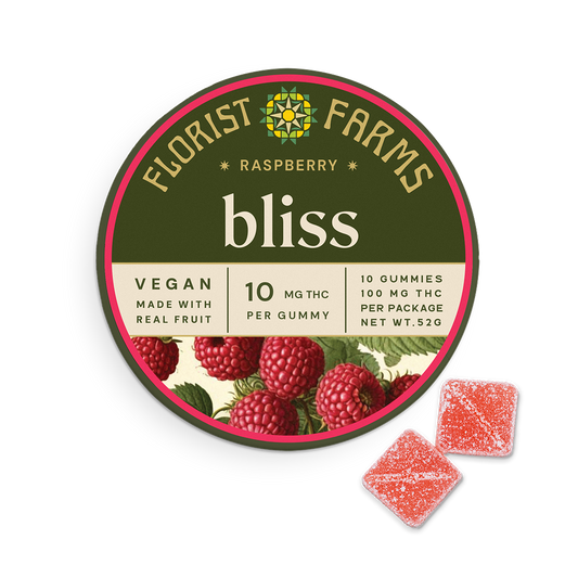 Florist Farms Raspberry THC Gummy, 10mg, 10ct. pkg